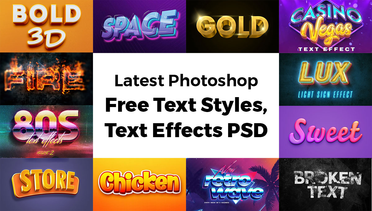 Latest Free Photoshop Text Styles, Text Effects PSD files • Inspiring Bee
